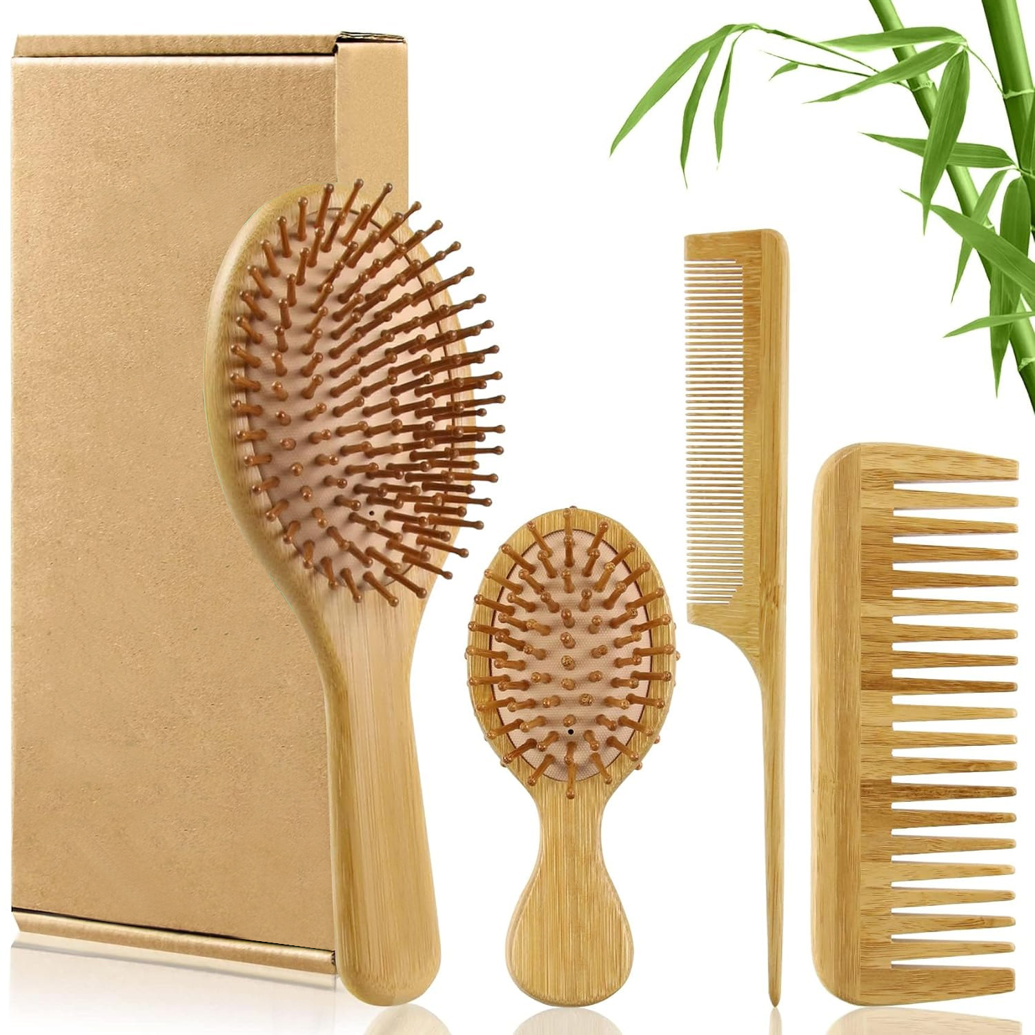 Men'S Grooming Brush - مجموعة فرشاة ومشط شعر من الخيزران